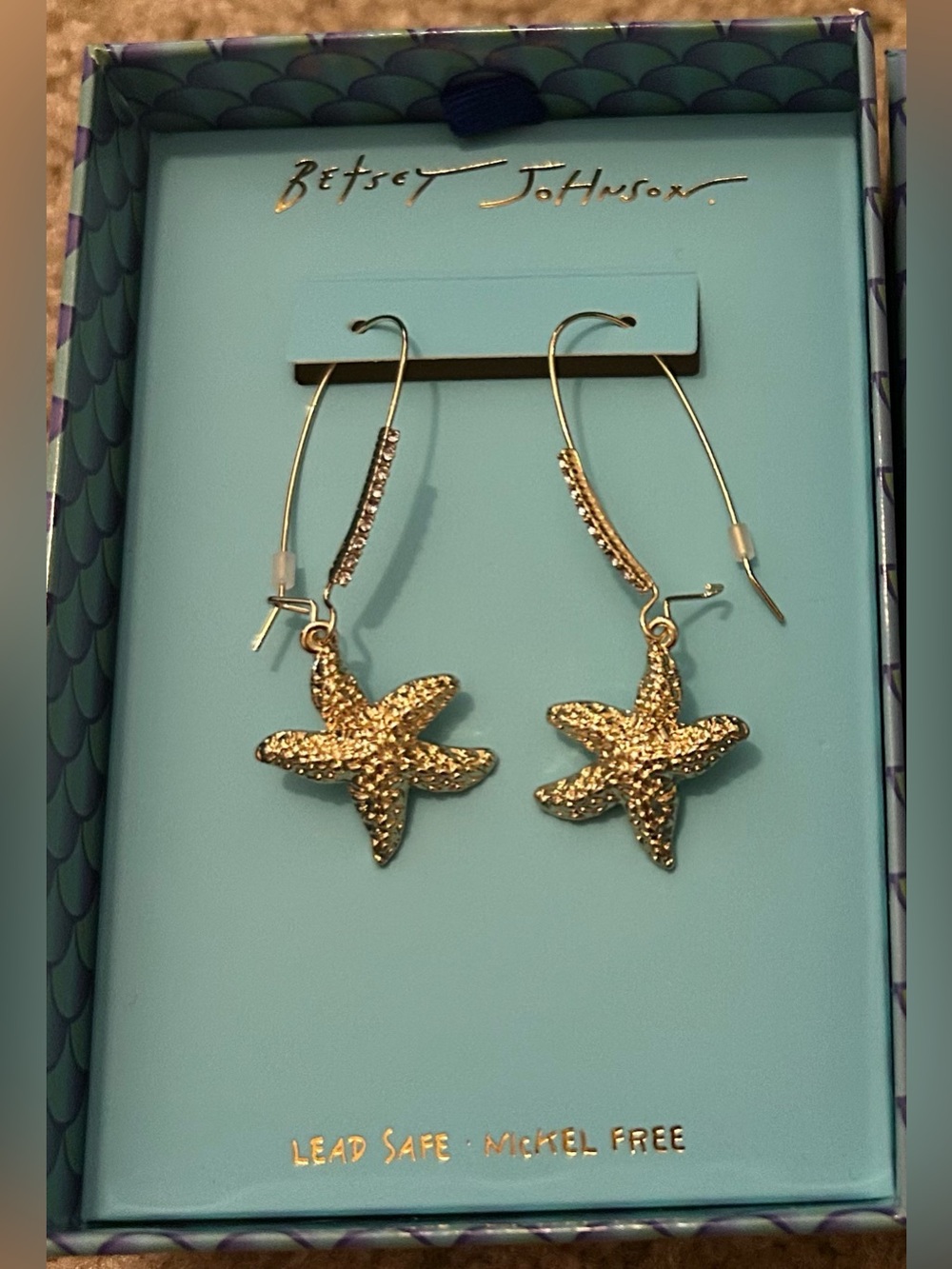 Betsey Johnson Gold Starfish Dangle Earrings